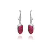 Natural Raw Ruby Dangle Earring 925 Sterling Silver